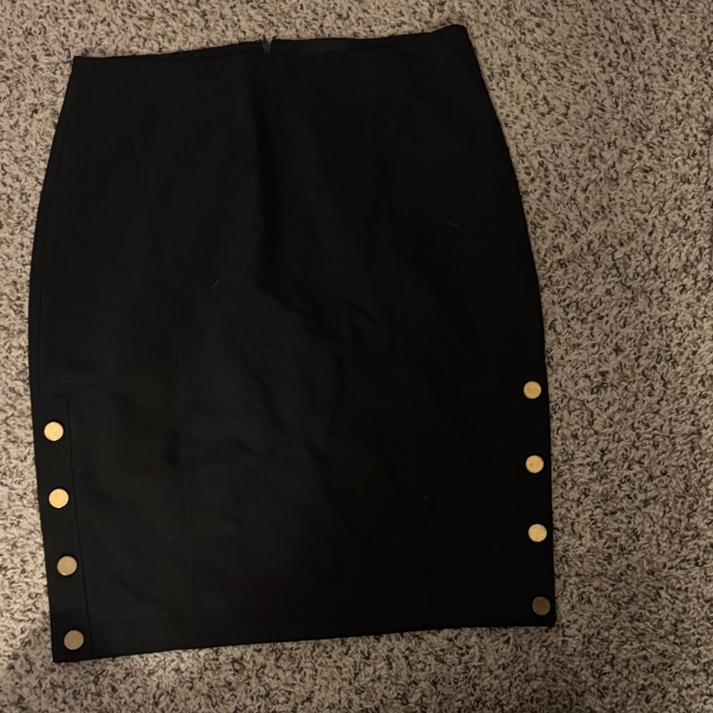 Guess Elegant Black Pencil Skirt with Gold Accents